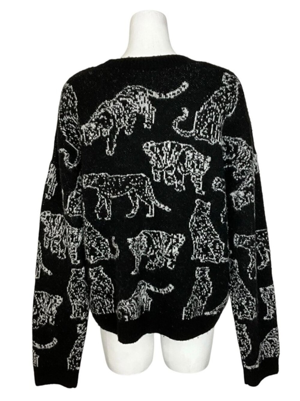 Rails Perci Charcoal Cats Sweater XL Black Wool Blend Crewneck NEW - Picture 7 of 16